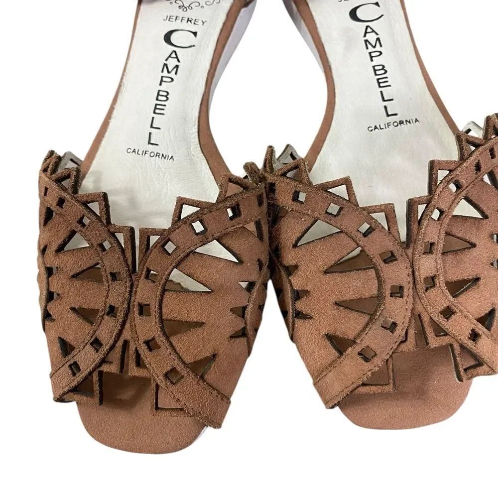 Jeffrey Campbell Tan Flats with Intricate Cutout Design